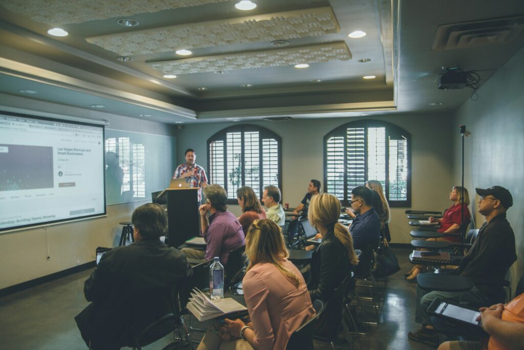 Health professionals in a training session
